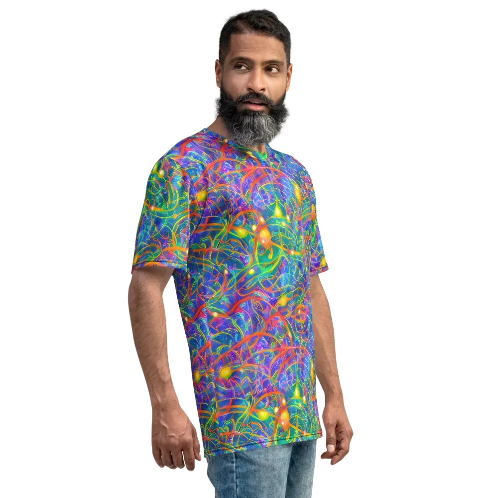 Psychedelic Vines on Men's Crew Neck T-Shirt — Right