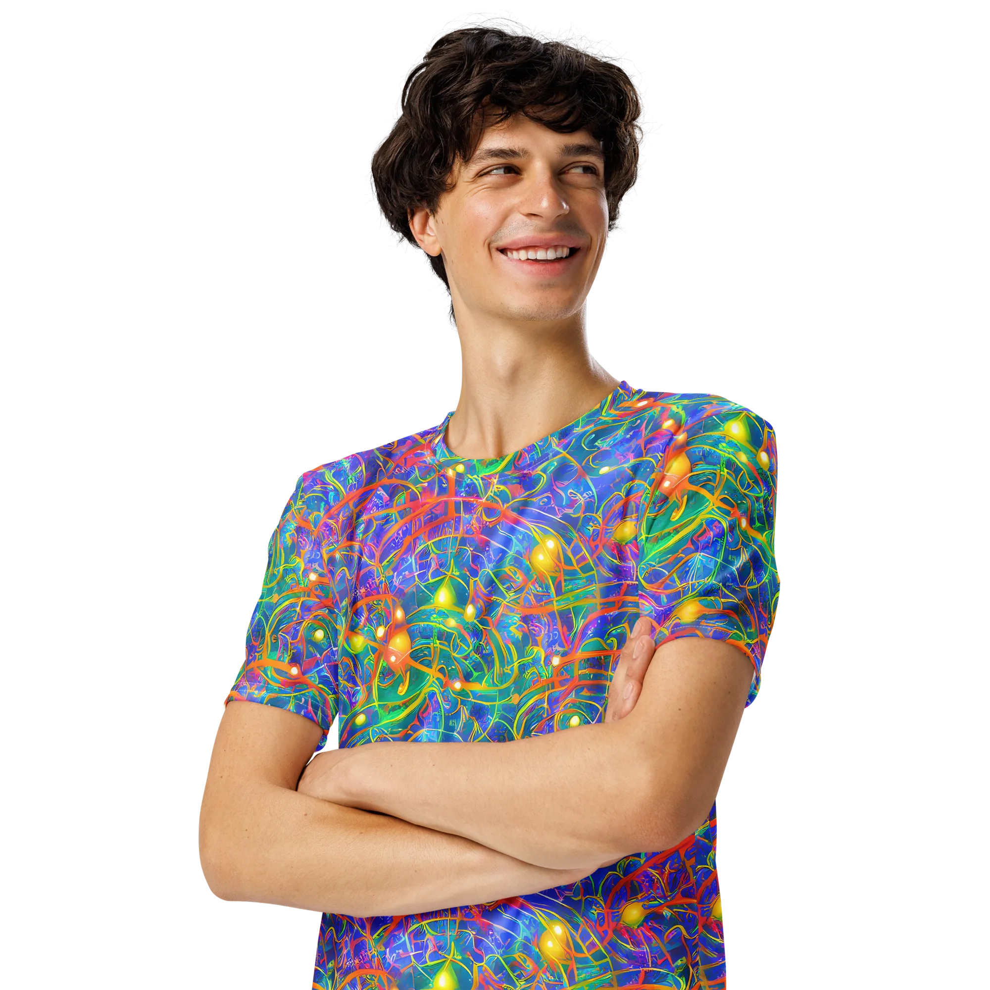Psychedelic Vines on Men's Crew Neck T-Shirt — Left Front