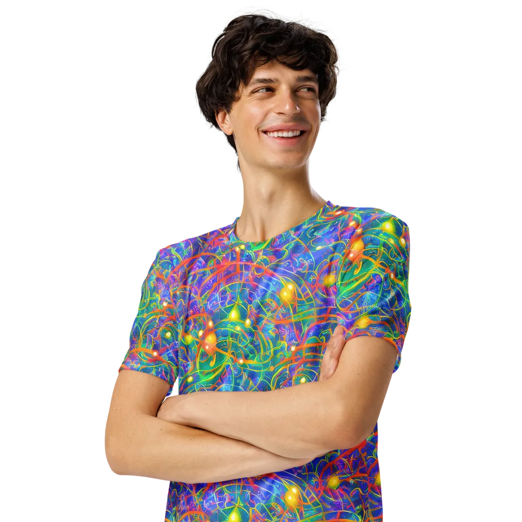 Psychedelic Vines on Men's Crew Neck T-Shirt — Left Front