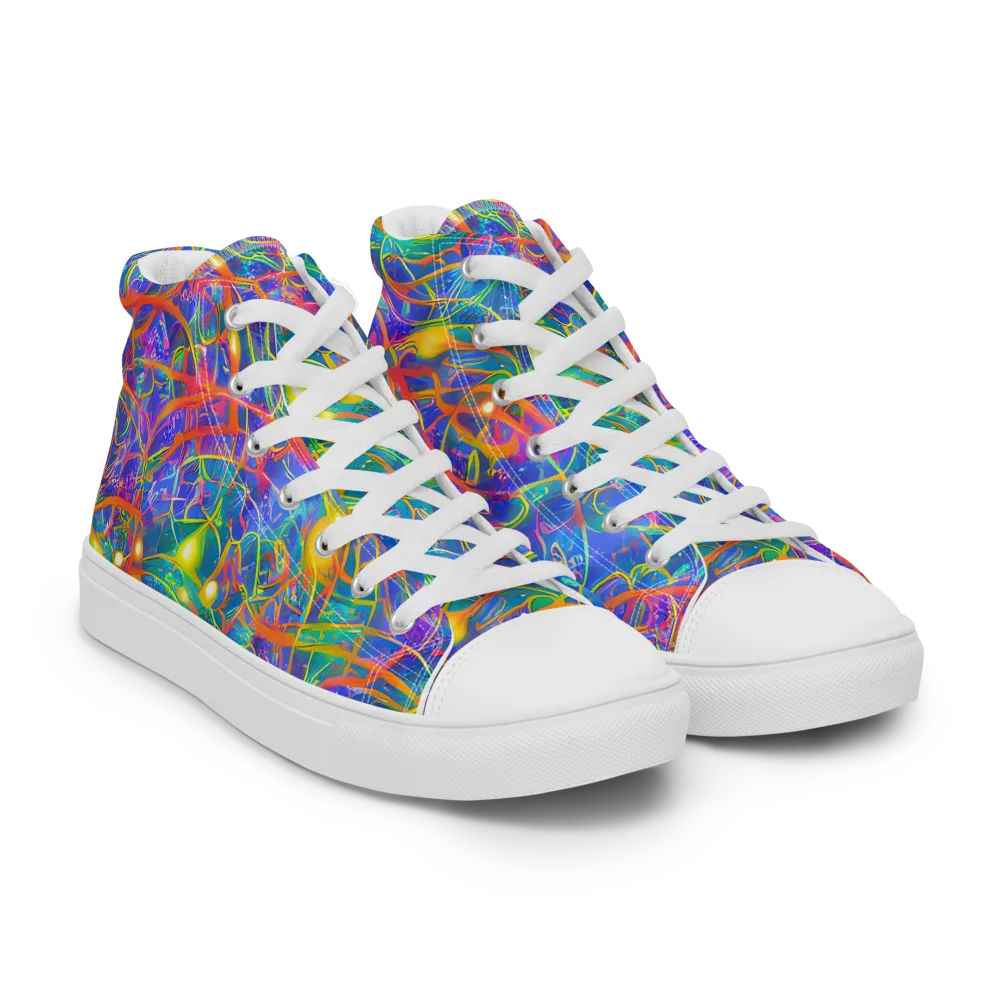 Psychedelic Vines on Men's High Top Canvas Shoes — Right Front