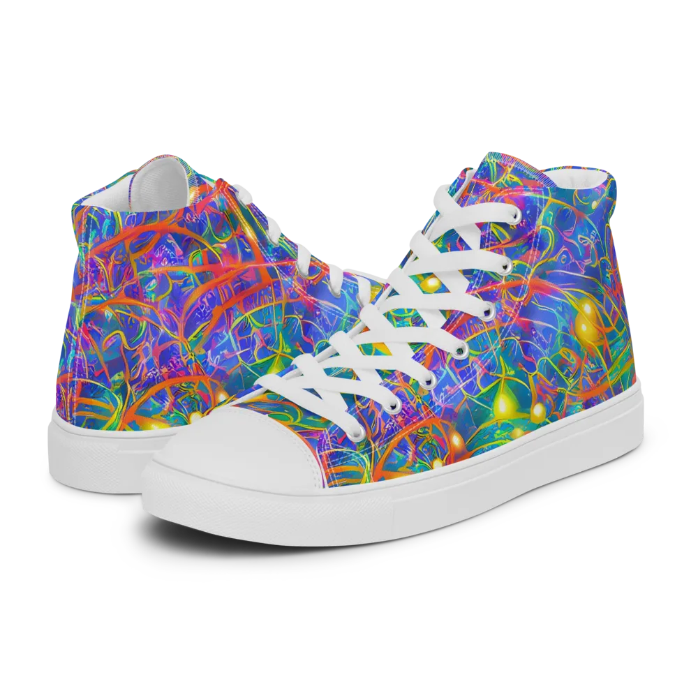 Psychedelic Vines on Men's High Top Canvas Shoes — Left