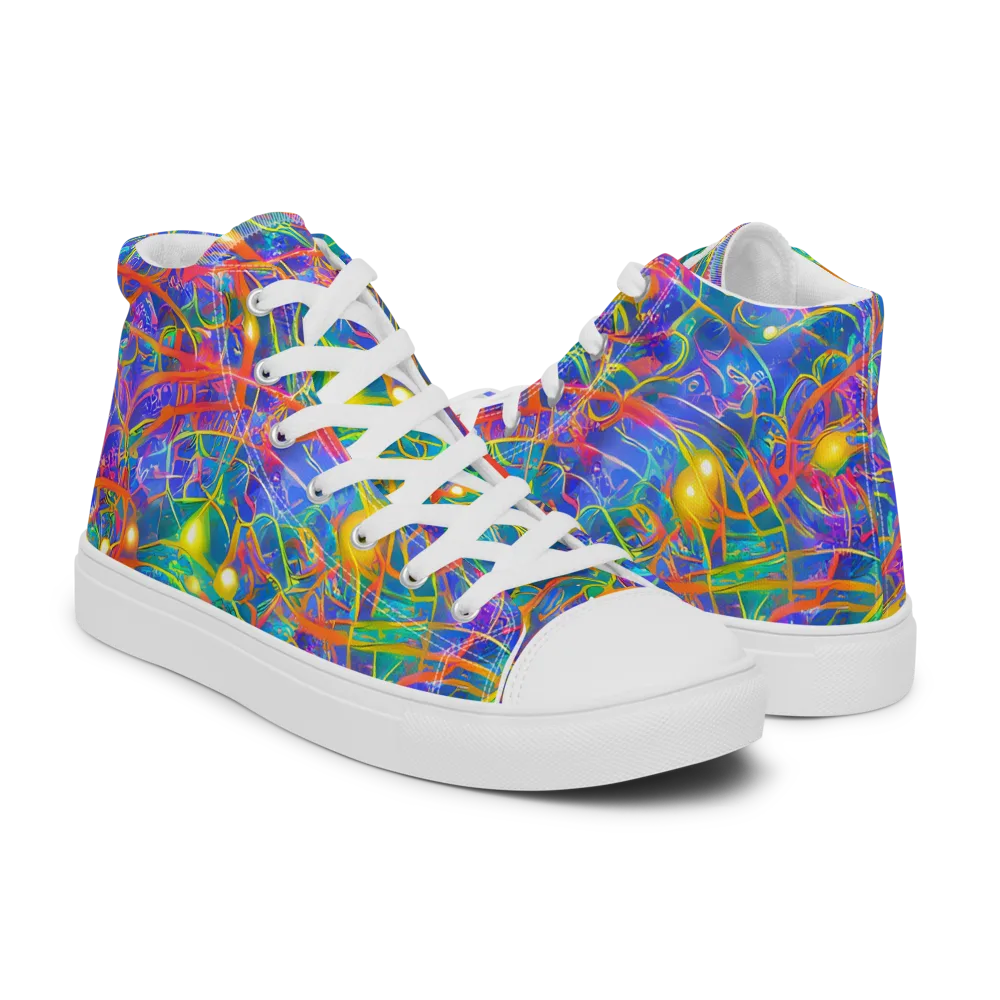Psychedelic Vines on Men's High Top Canvas Shoes — Right