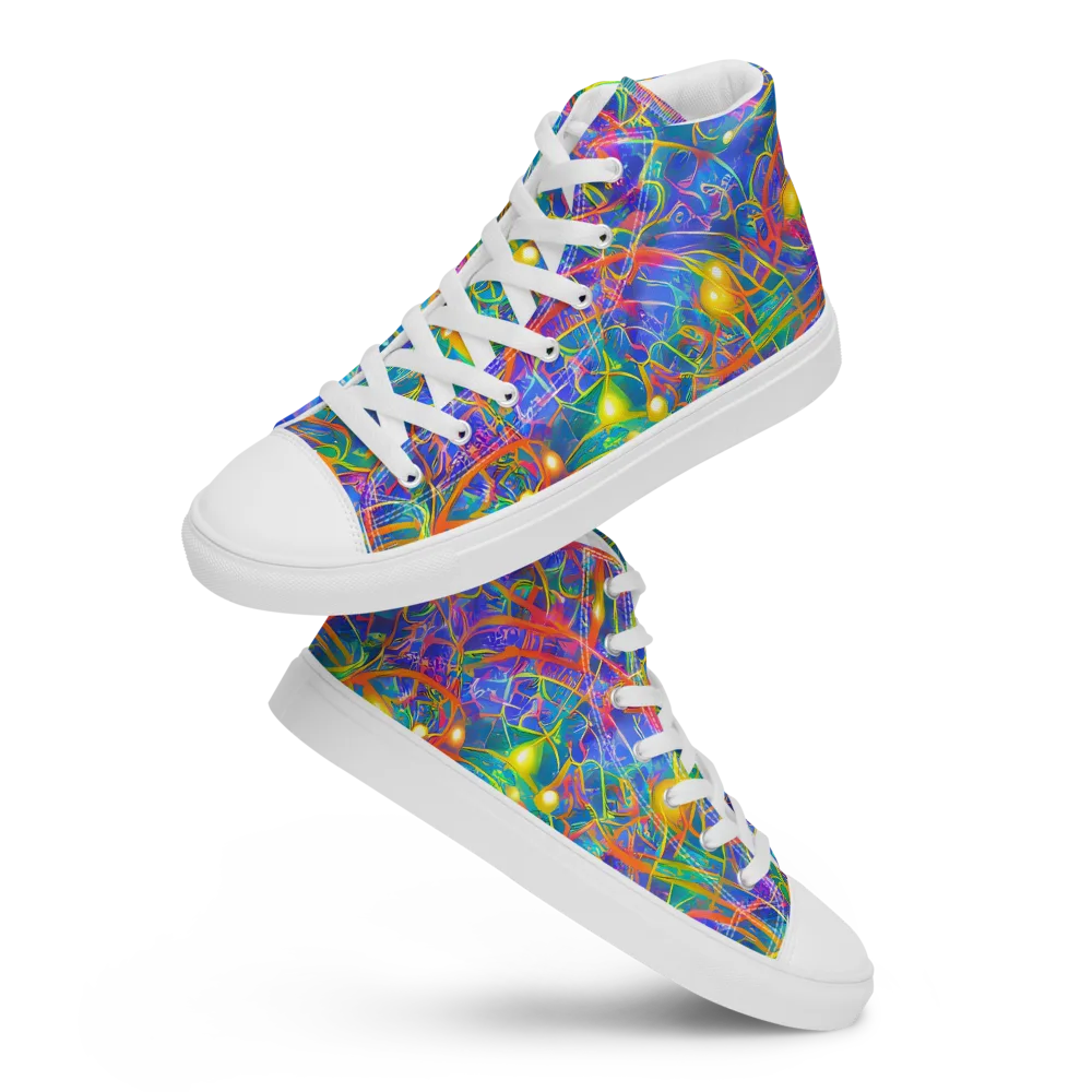 Psychedelic Vines on Men's High Top Canvas Shoes — Front