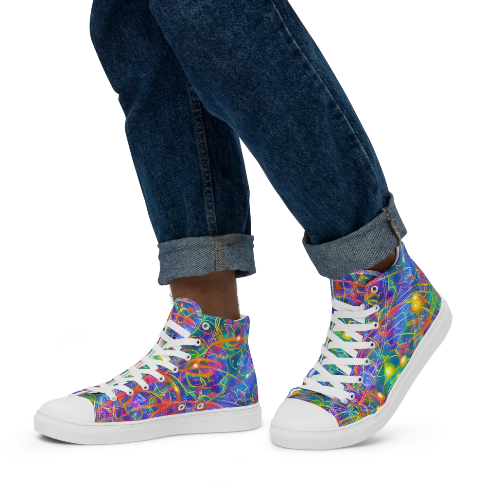Psychedelic Vines on Men's High Top Canvas Shoes — Left