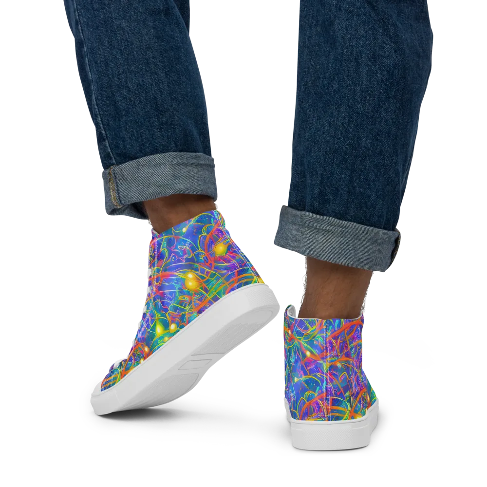 Psychedelic Vines on Men's High Top Canvas Shoes — Back