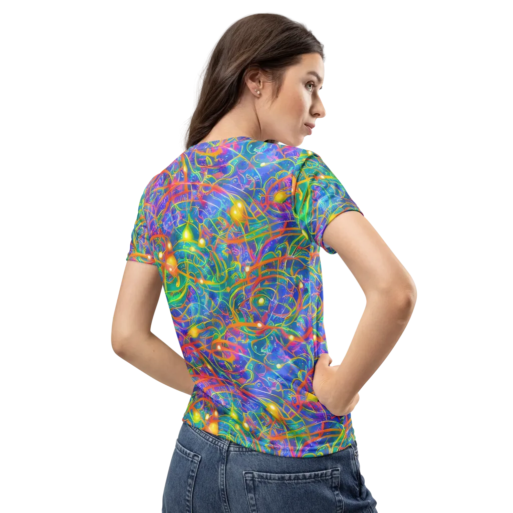 Psychedelic Vines on Women's Crew Neck T-Shirt — Back