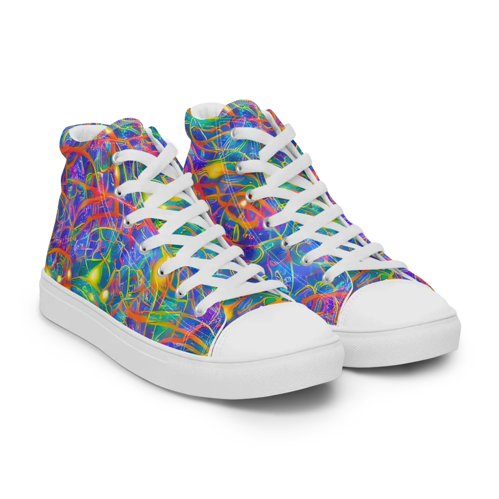 Psychedelic Vines on Women's High Top Canvas Shoes — Right Front
