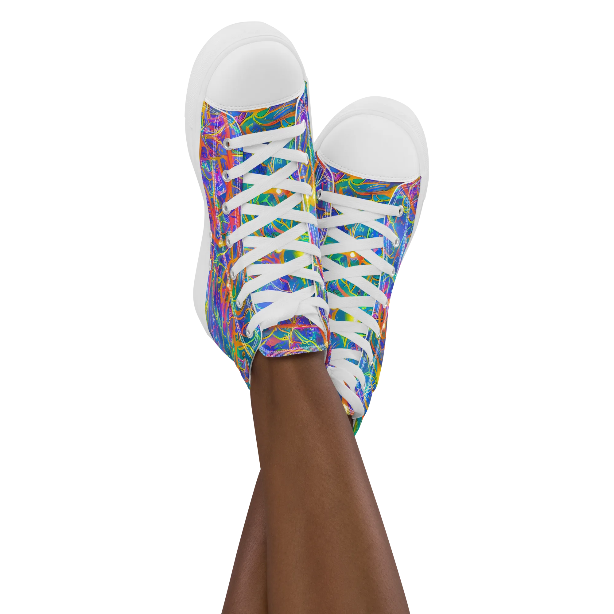 Psychedelic Vines on Women's High Top Canvas Shoes — Front