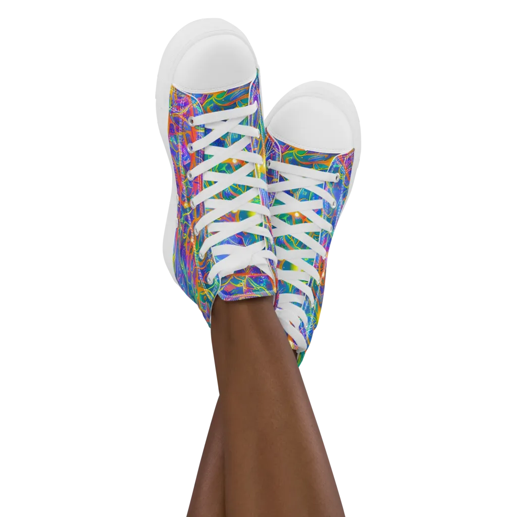 Psychedelic Vines on Women's High Top Canvas Shoes — Front