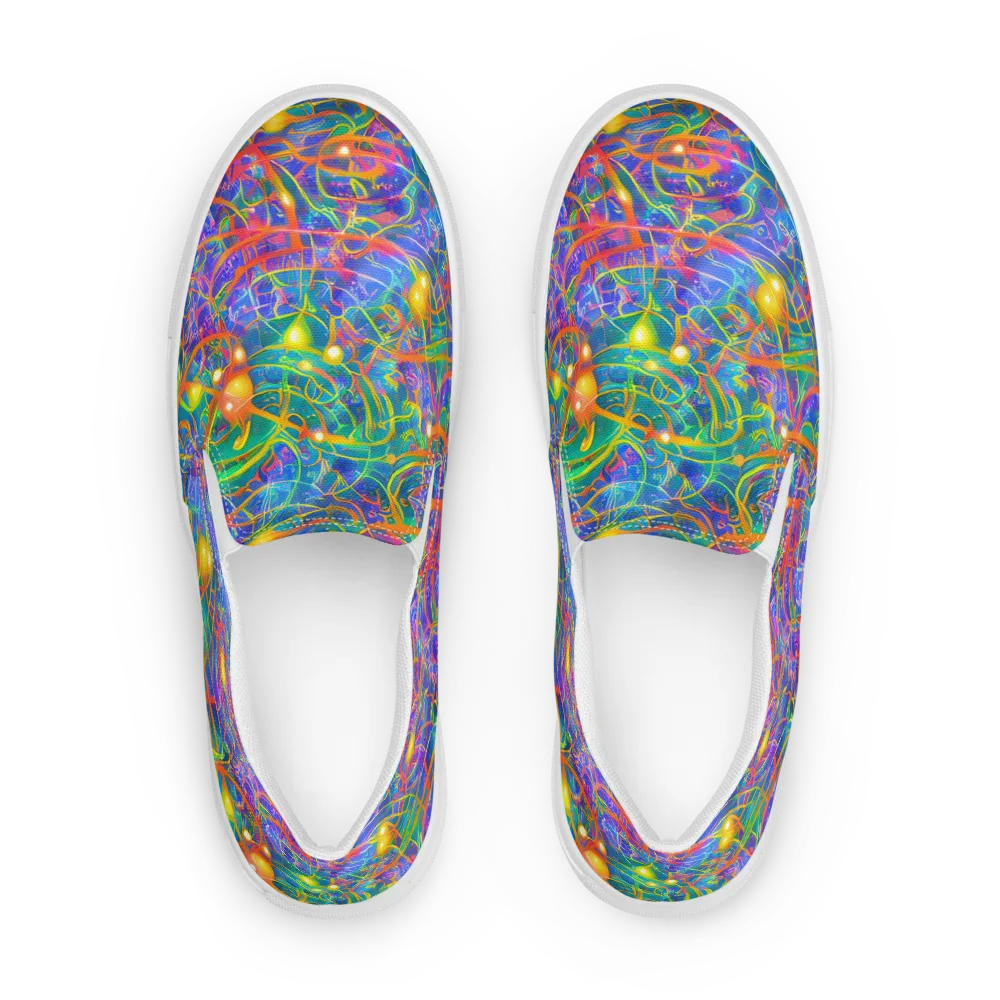Psychedelic Vines on Men's Slip-On Canvas Shoes — Front