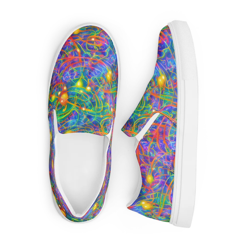 Psychedelic Vines on Men's Slip-On Canvas Shoes — Front