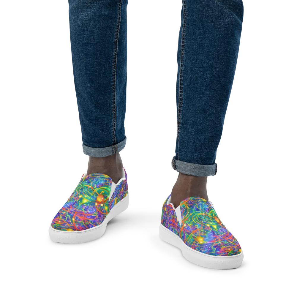Psychedelic Vines on Men's Slip-On Canvas Shoes — Front