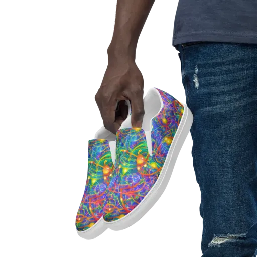 Psychedelic Vines on a Men's Slip-On Canvas Shoes