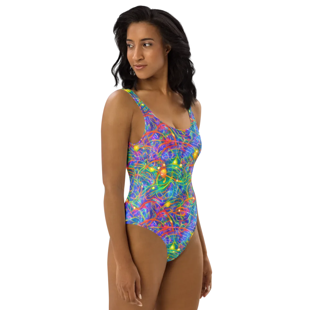 Psychedelic Vines on One-Piece Swimsuit — Right