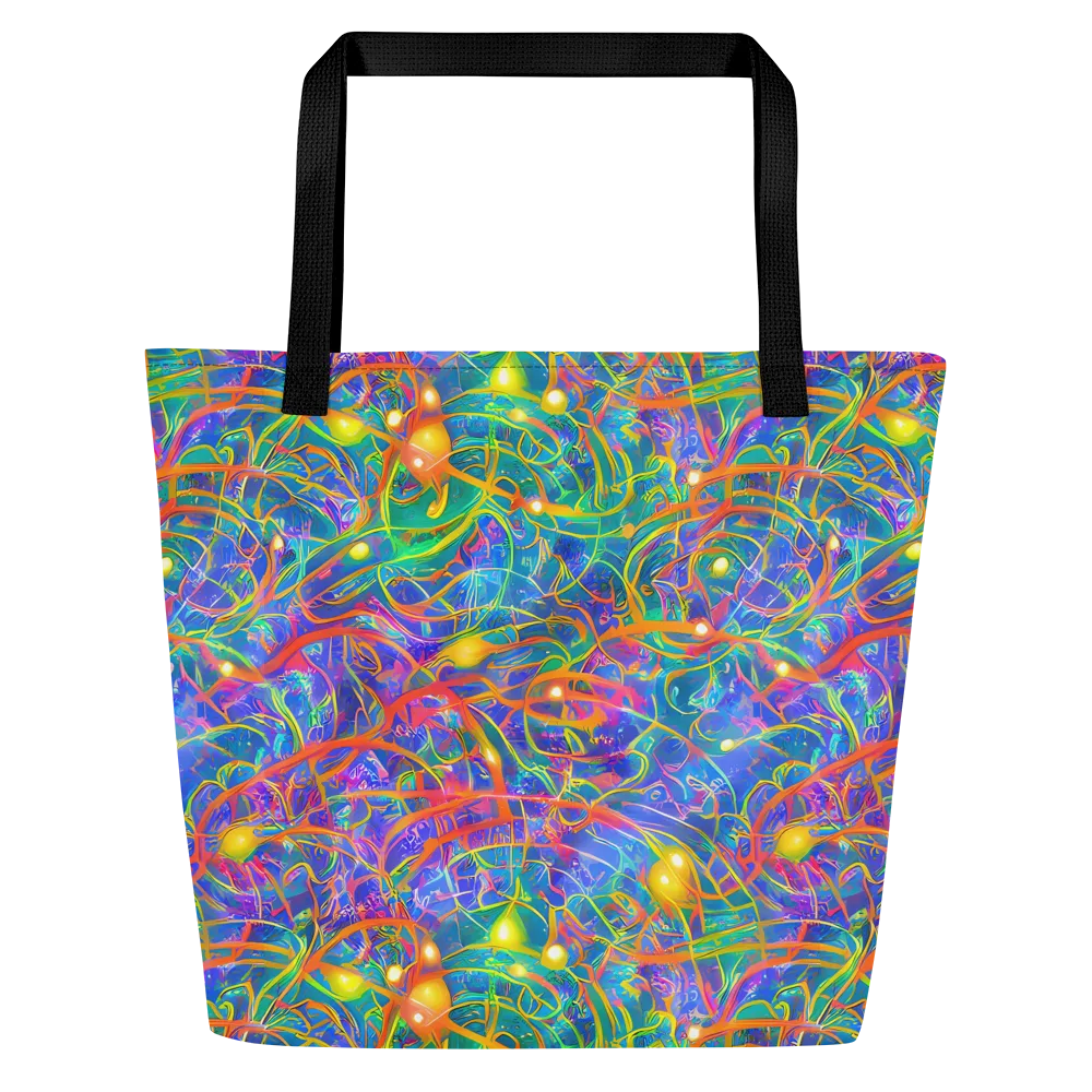 Psychedelic Vines on Large Tote Bag W/ Pocket — Front