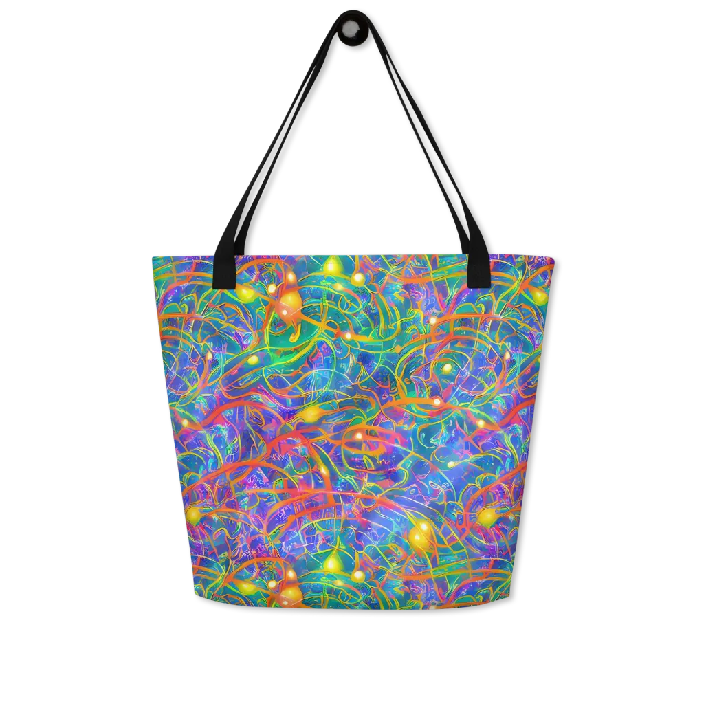 Psychedelic Vines on Large Tote Bag W/ Pocket — Front