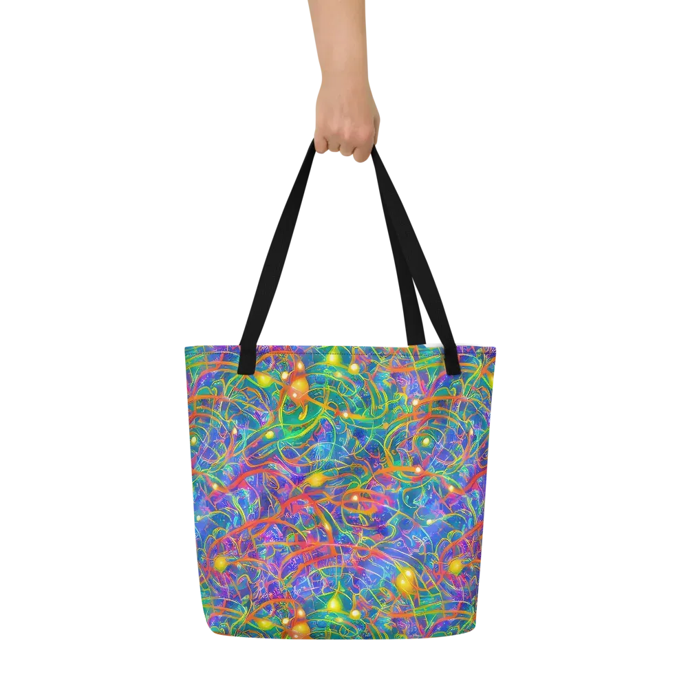 Psychedelic Vines on Large Tote Bag W/ Pocket — Front