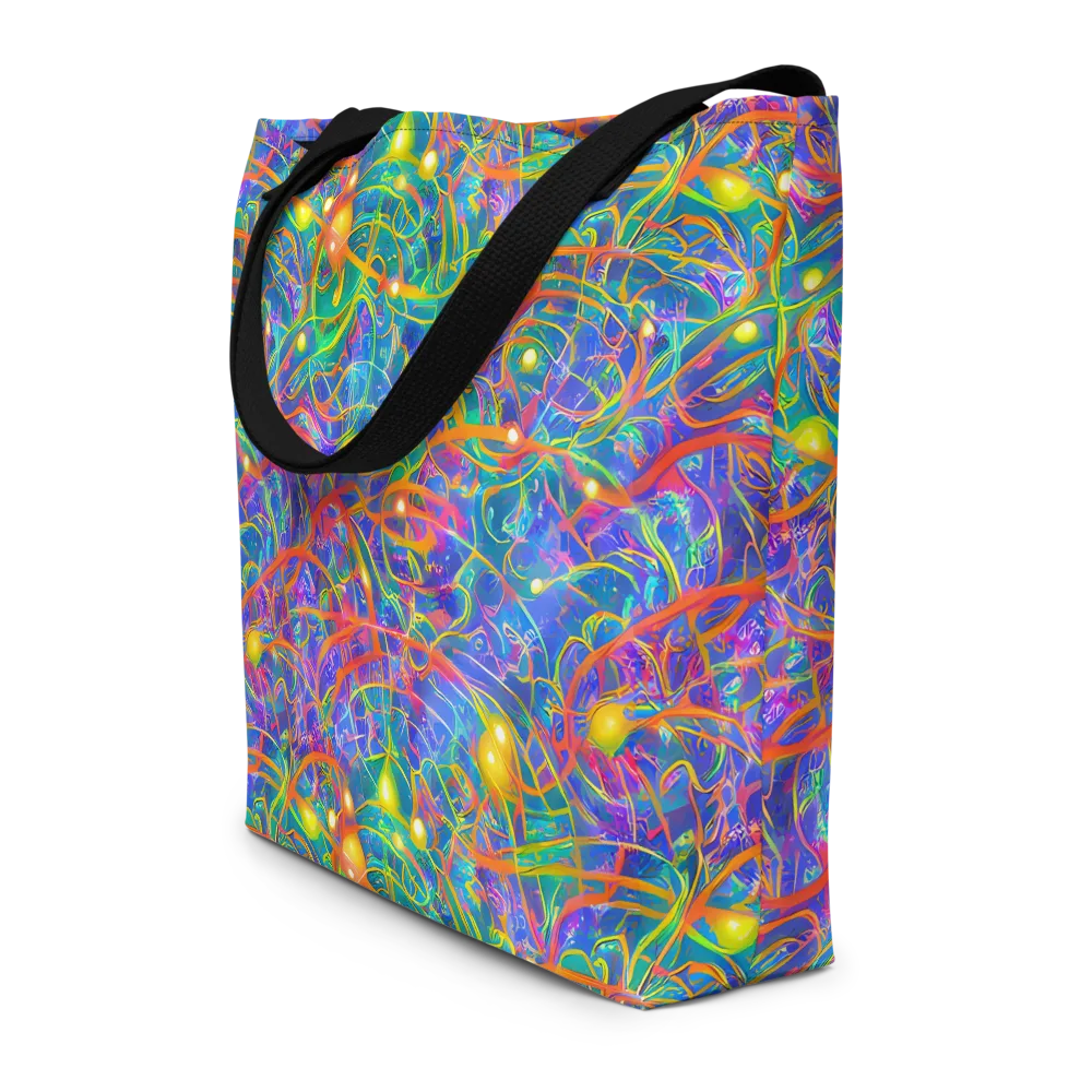 Psychedelic Vines on Large Tote Bag W/ Pocket — Front