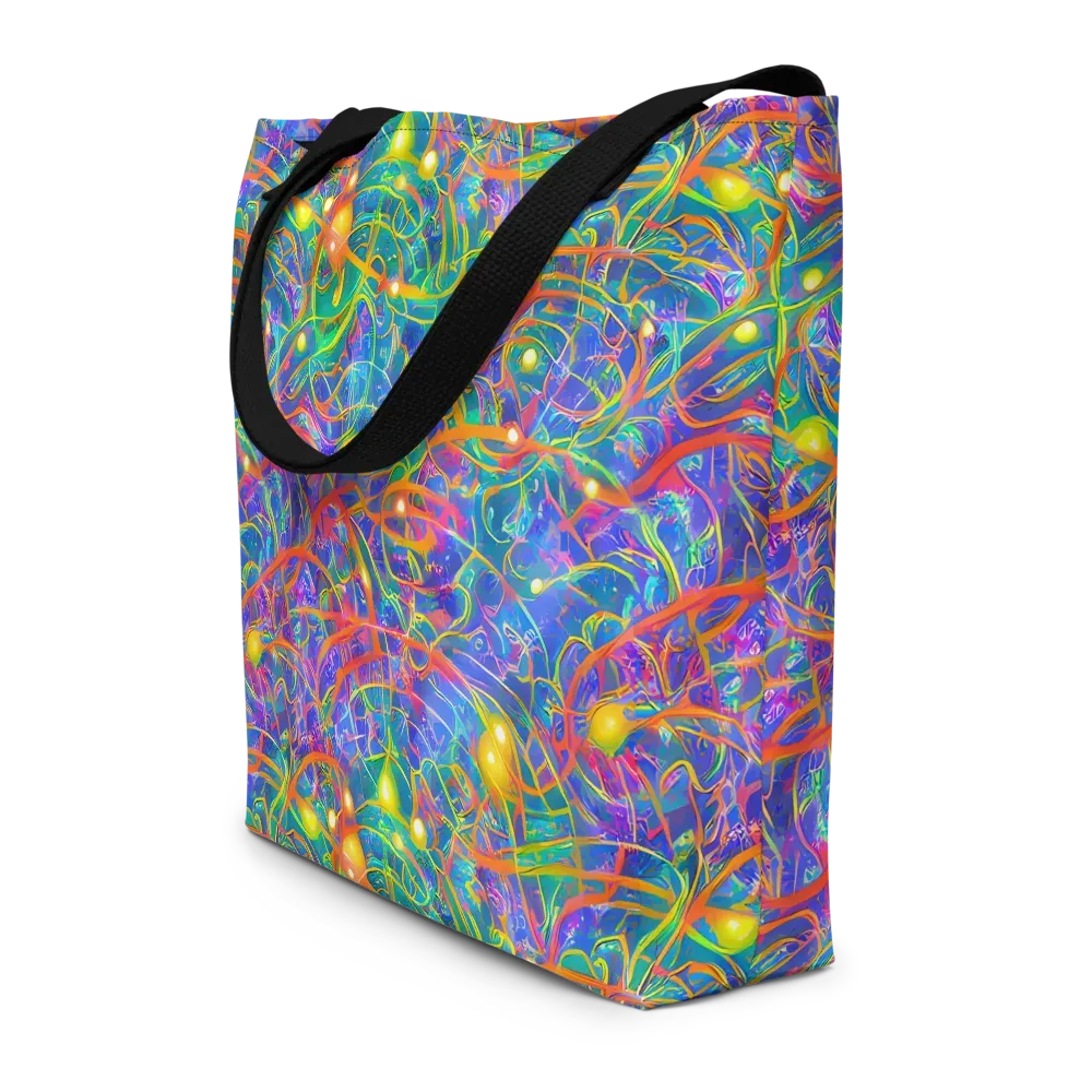 Psychedelic Vines on Large Tote Bag W/ Pocket — Front