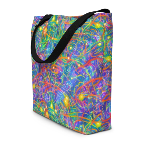 Psychedelic Vines on a Large Tote Bag W/ Pocket