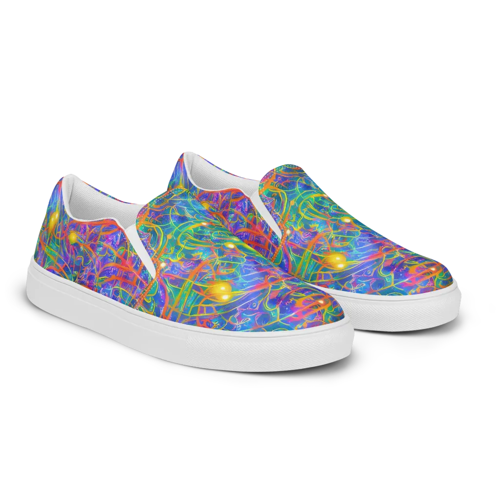 Psychedelic Vines on Women's Slip-On Canvas Shoes — Right Front