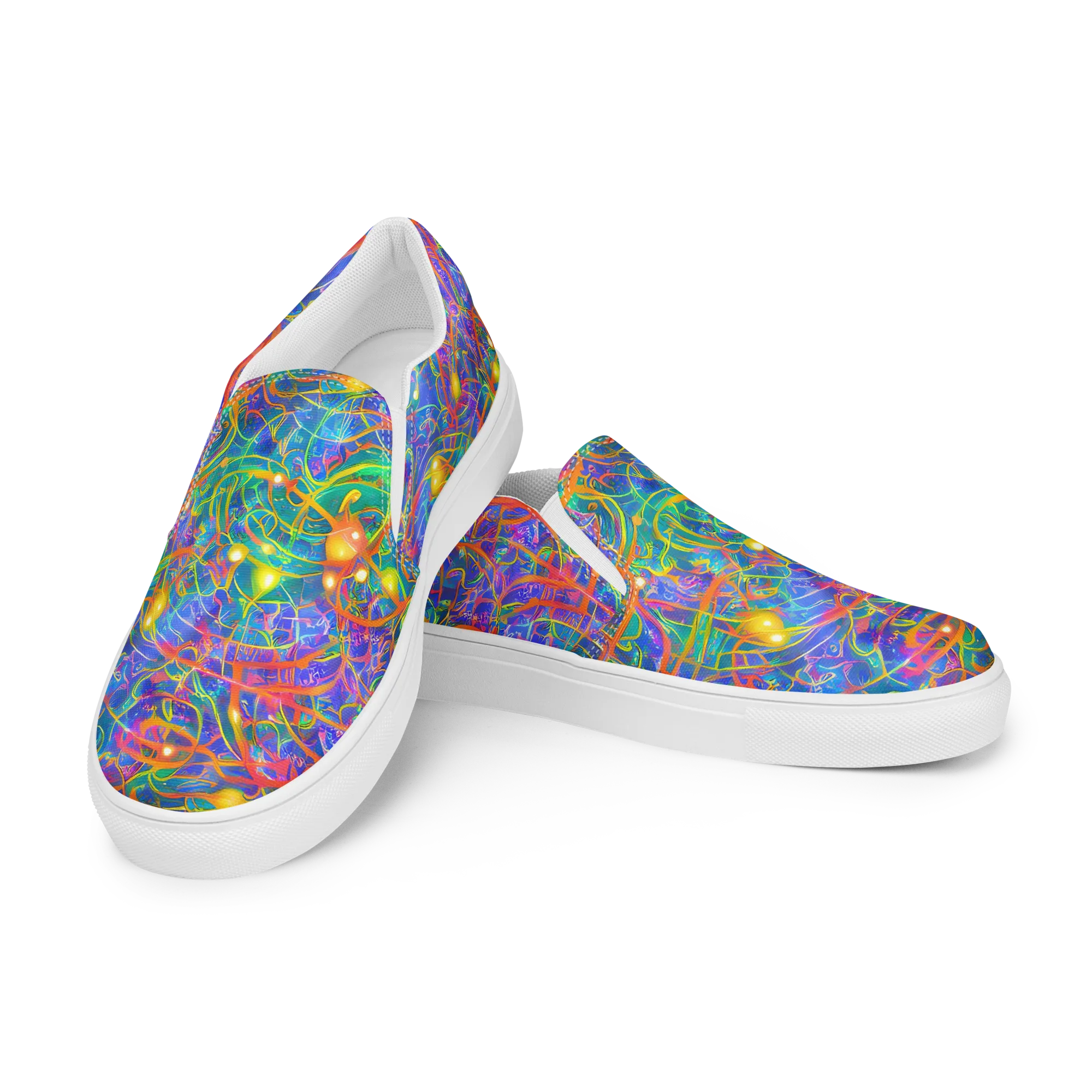 Psychedelic Vines on Women's Slip-On Canvas Shoes — Left Front