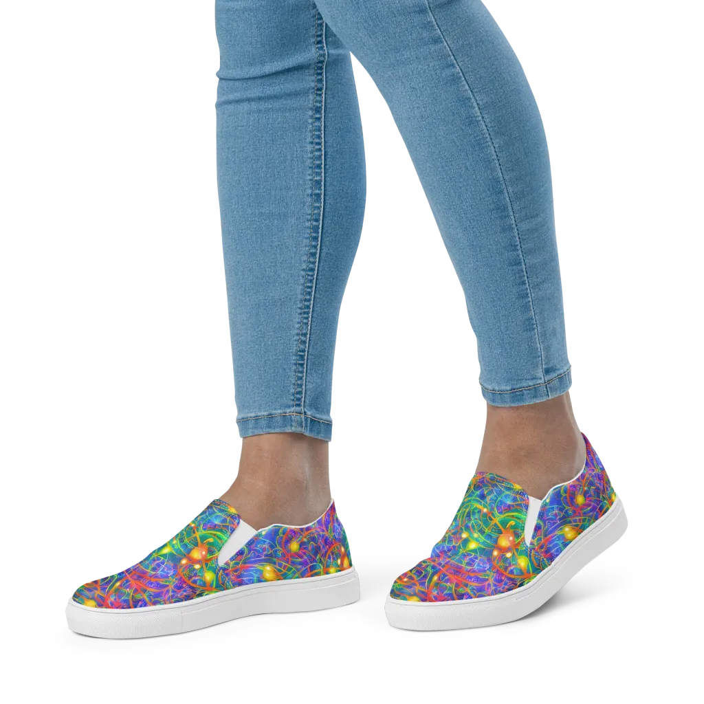 Psychedelic Vines on Women's Slip-On Canvas Shoes — Front