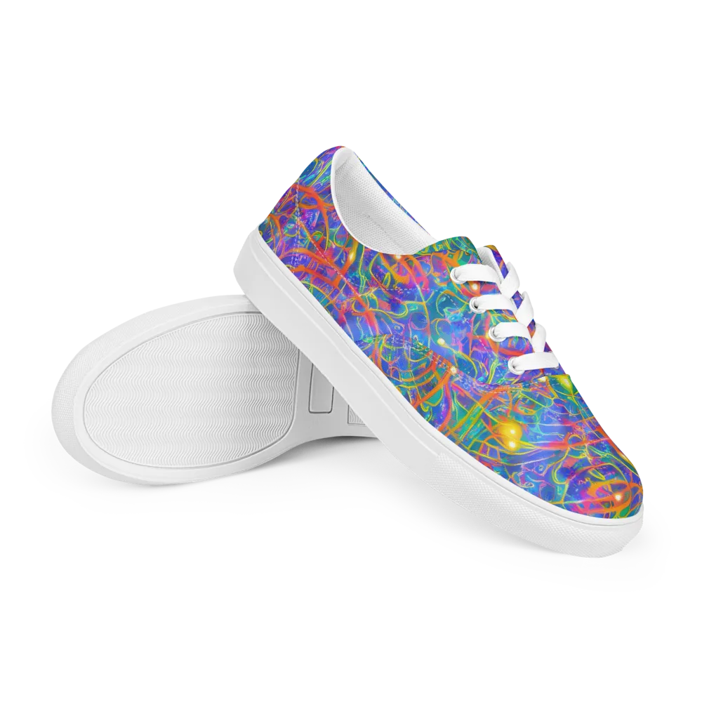 Psychedelic Vines on Men's Lace-Up Canvas Shoes — Right Front