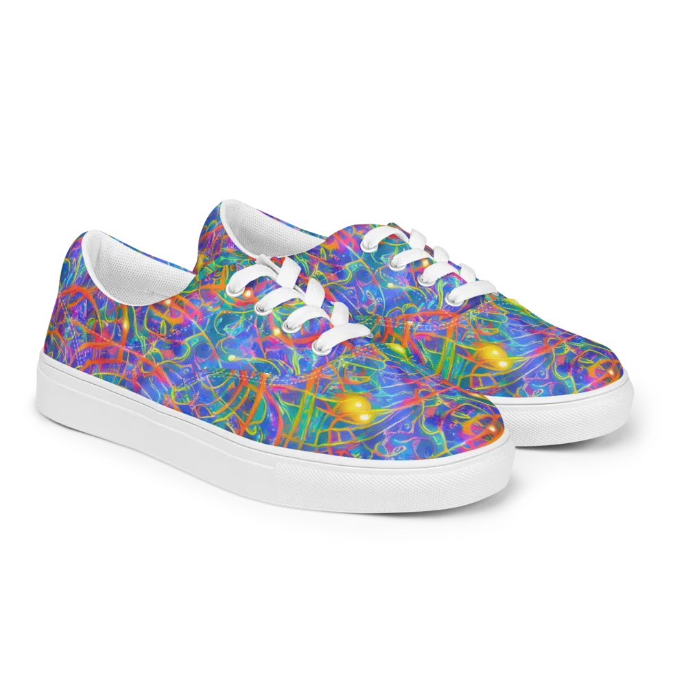 Psychedelic Vines on Men's Lace-Up Canvas Shoes — Right Front