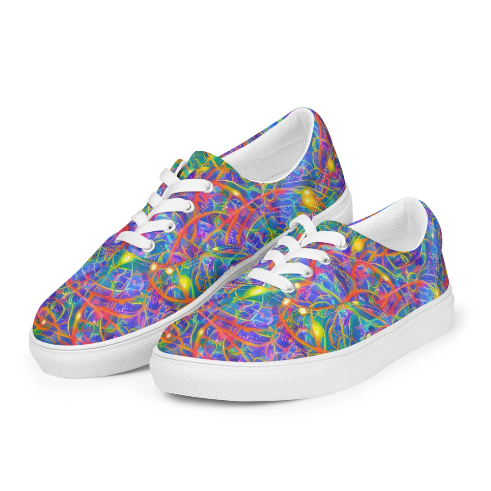 Psychedelic Vines on Men's Lace-Up Canvas Shoes — Left Front