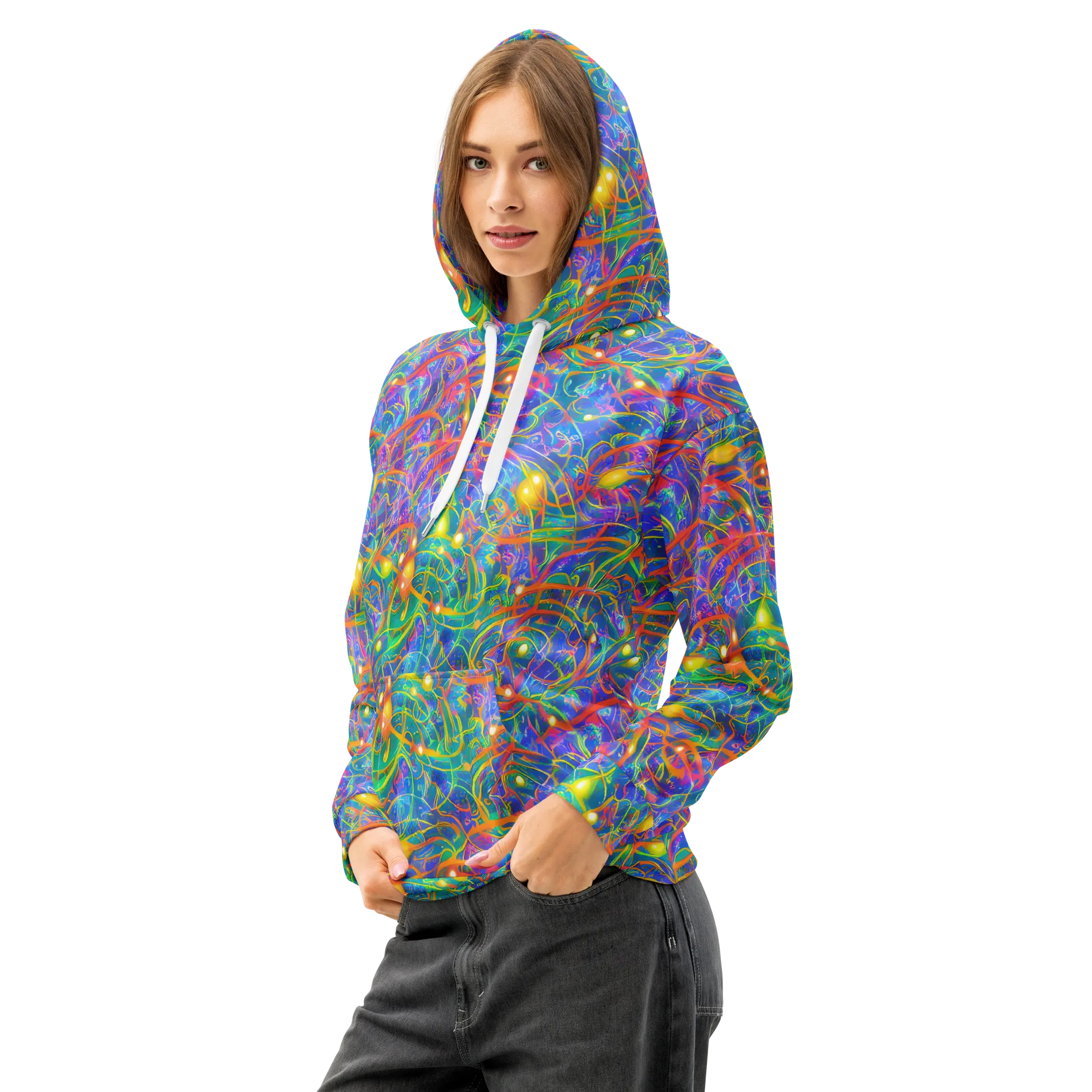 Psychedelic Vines on Cotton Hoodie — Left Front