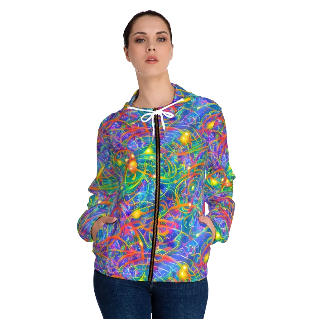 Psychedelic Vines on Women's Full-Zip Hoodie — Front On Person