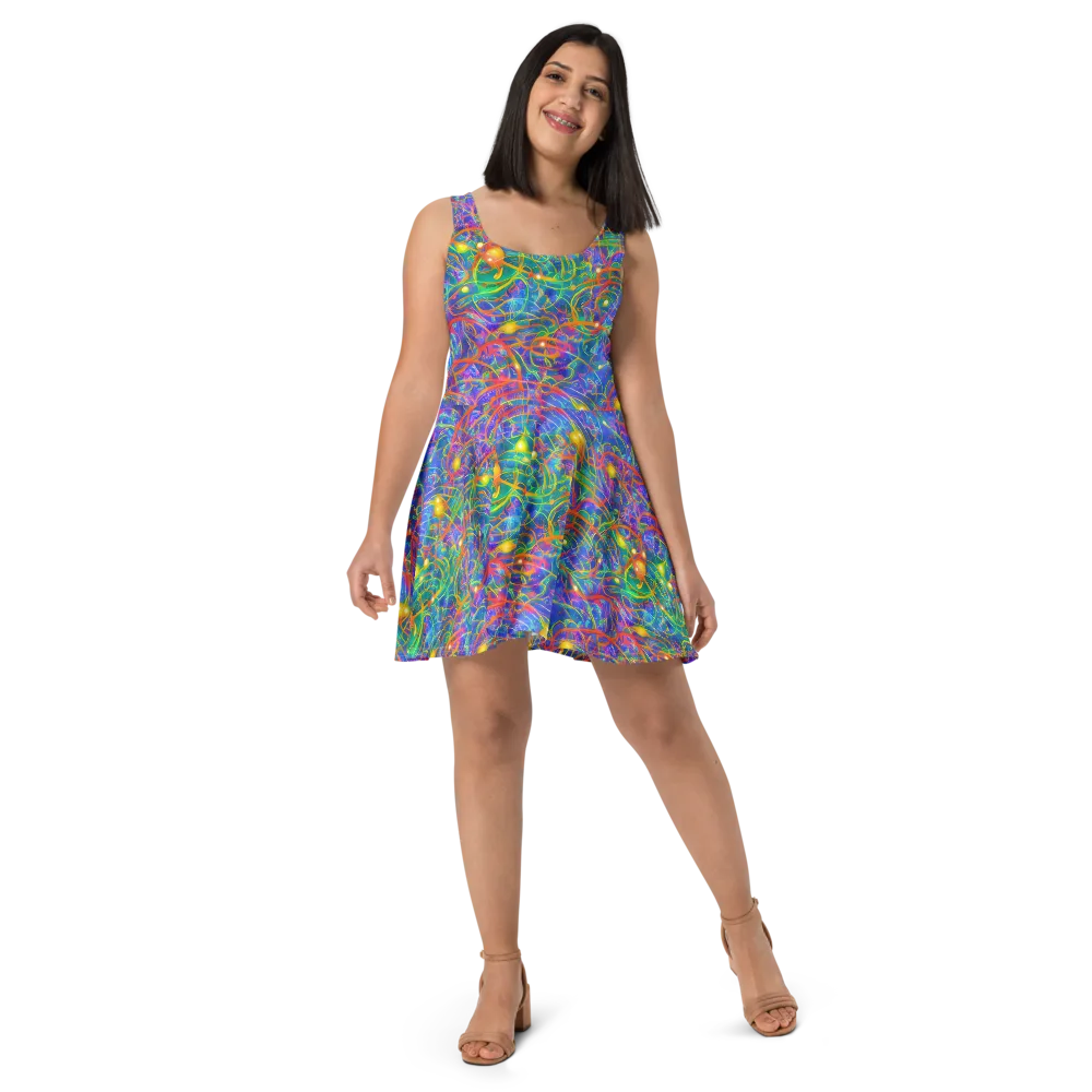 Psychedelic Vines on Skater Dress — Front