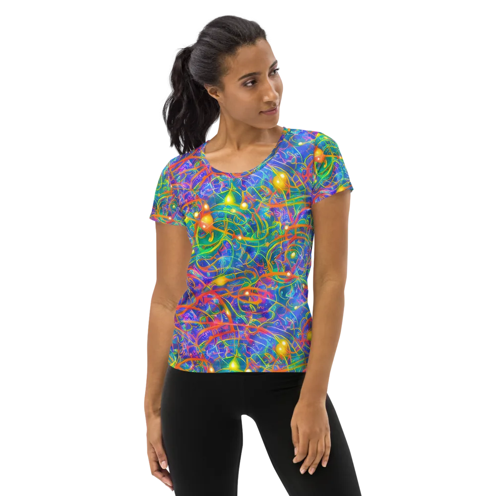 Psychedelic Vines on Women's Athletic T-Shirt — Front