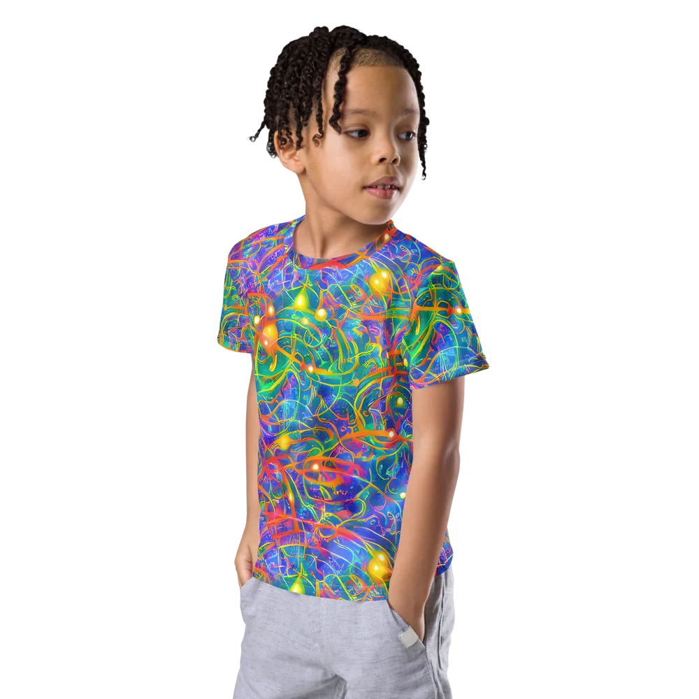 Psychedelic Vines on Kids Crew Neck T-Shirt — Left Front