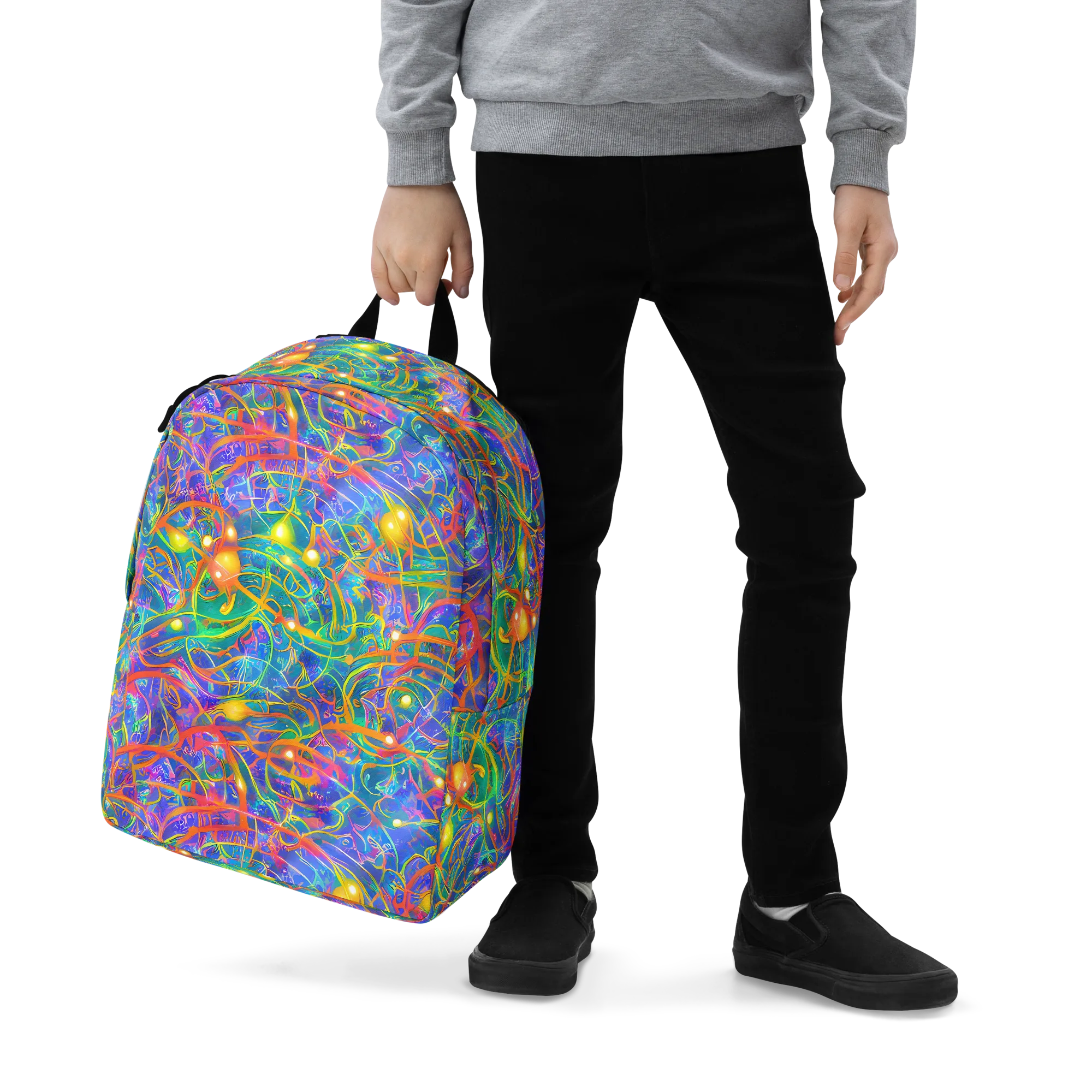 Psychedelic Vines on Minimalist Backpack — Zoomed-in