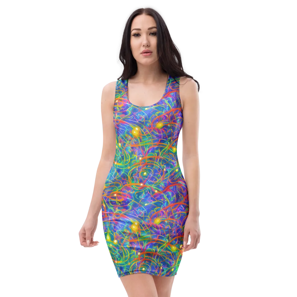 Psychedelic Vines on Bodycon Dress — Front