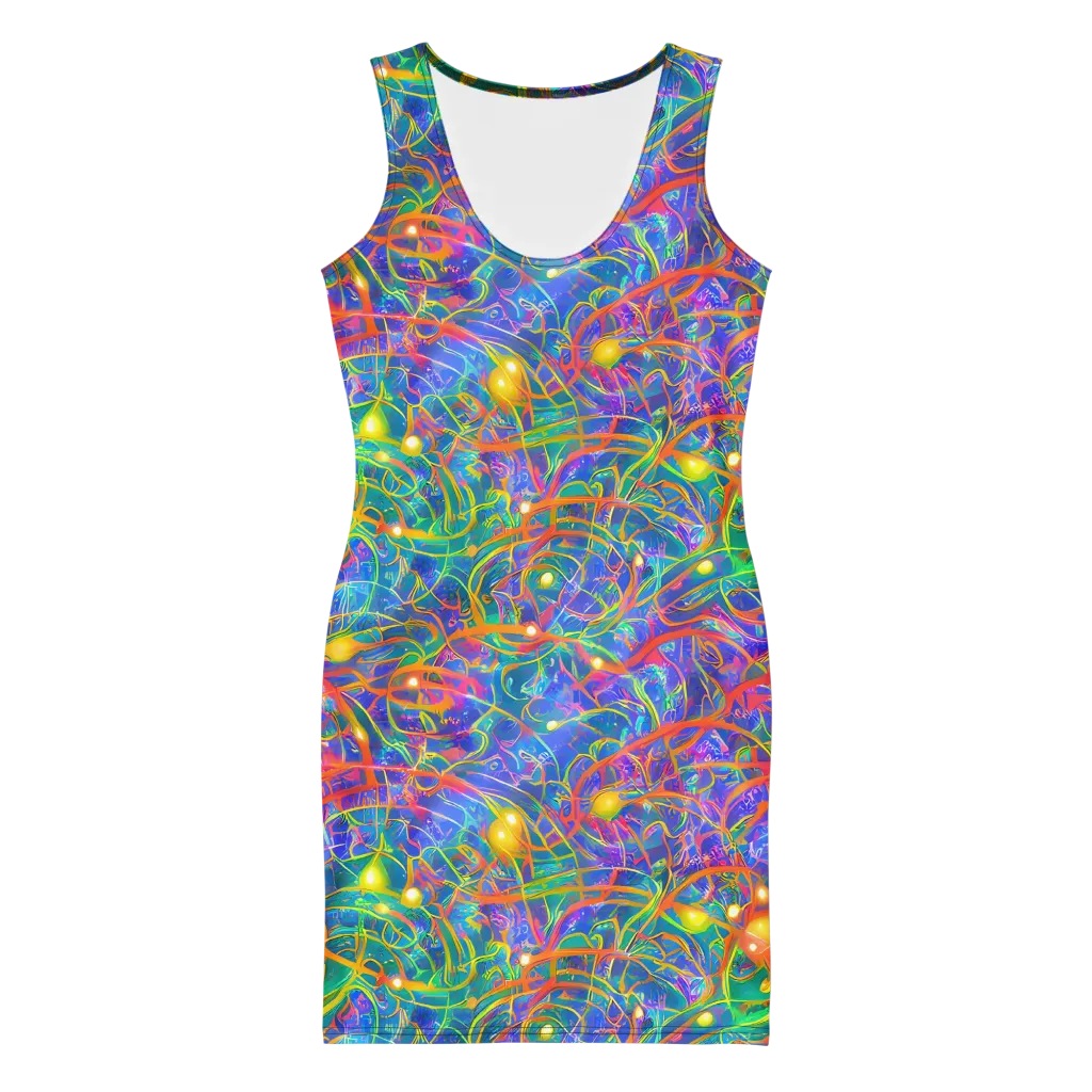 Psychedelic Vines on Bodycon Dress — Front