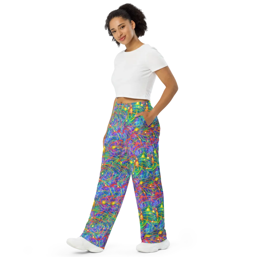 Psychedelic Vines on Wide-Leg Pants — Left Front
