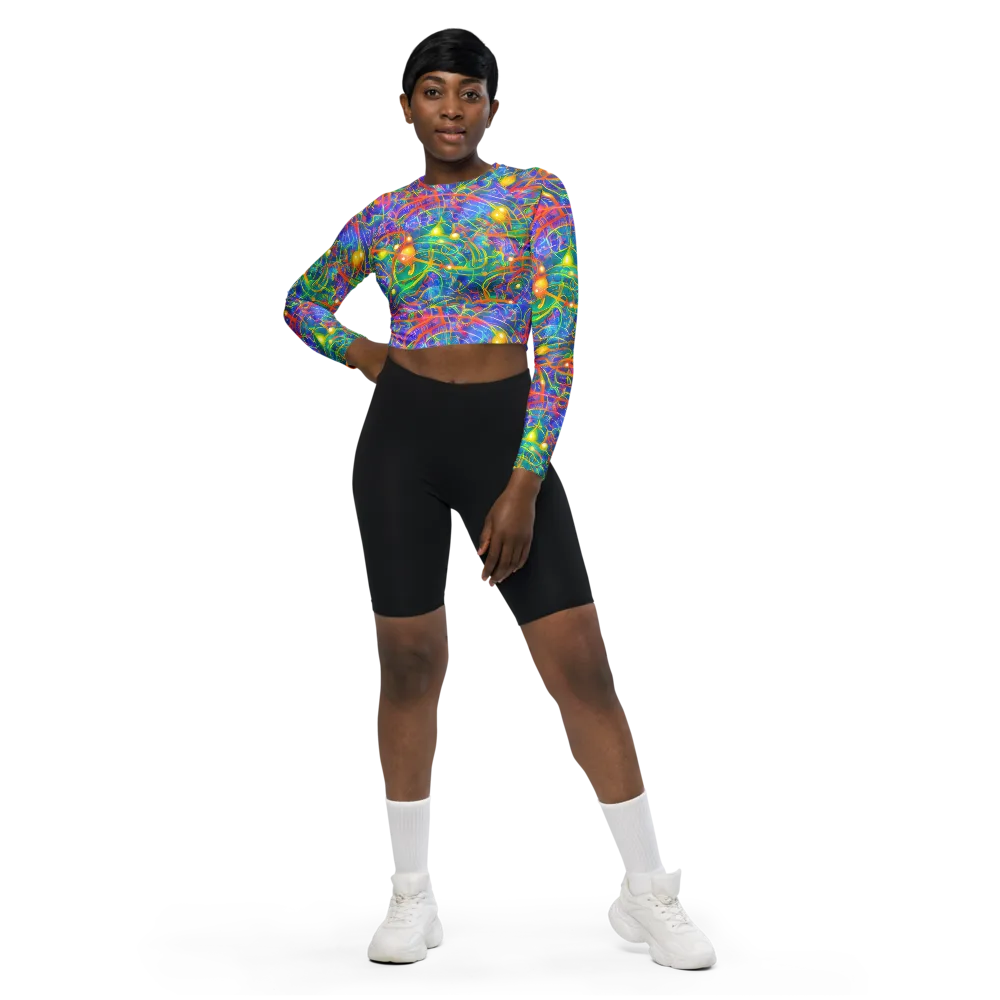 Psychedelic Vines on Long Sleeve Crop Top — Front