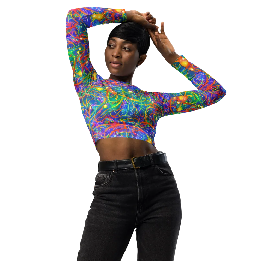 Psychedelic Vines on Long Sleeve Crop Top — Front