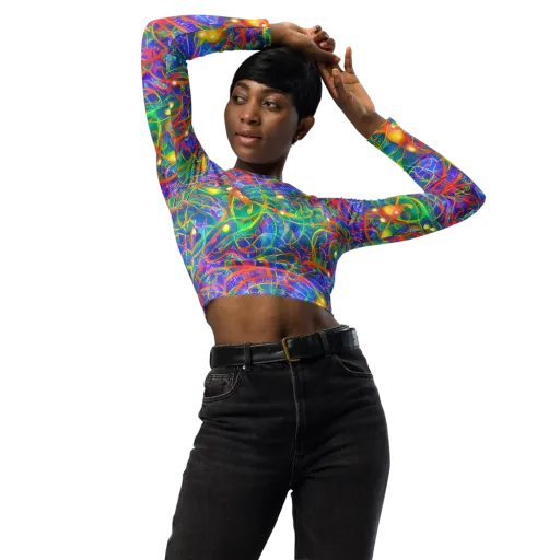 Psychedelic Vines on a Long Sleeve Crop Top