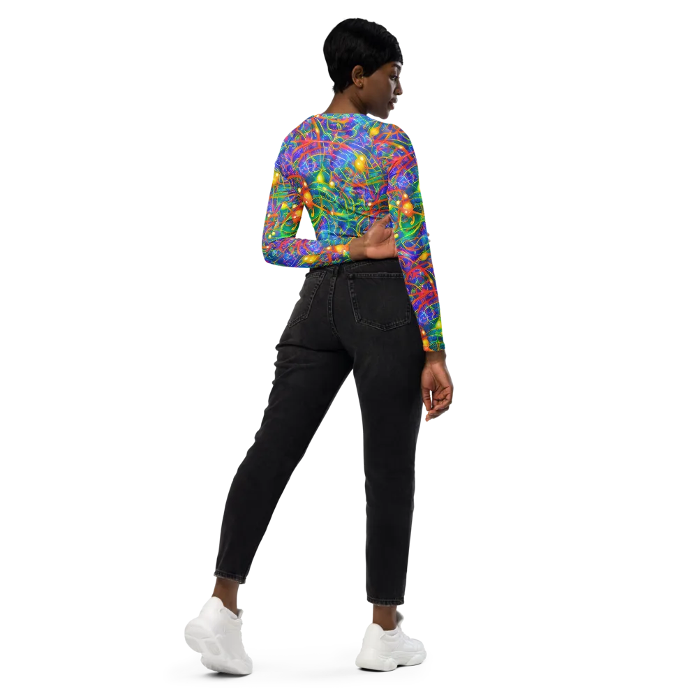 Psychedelic Vines on Long Sleeve Crop Top — Right Back