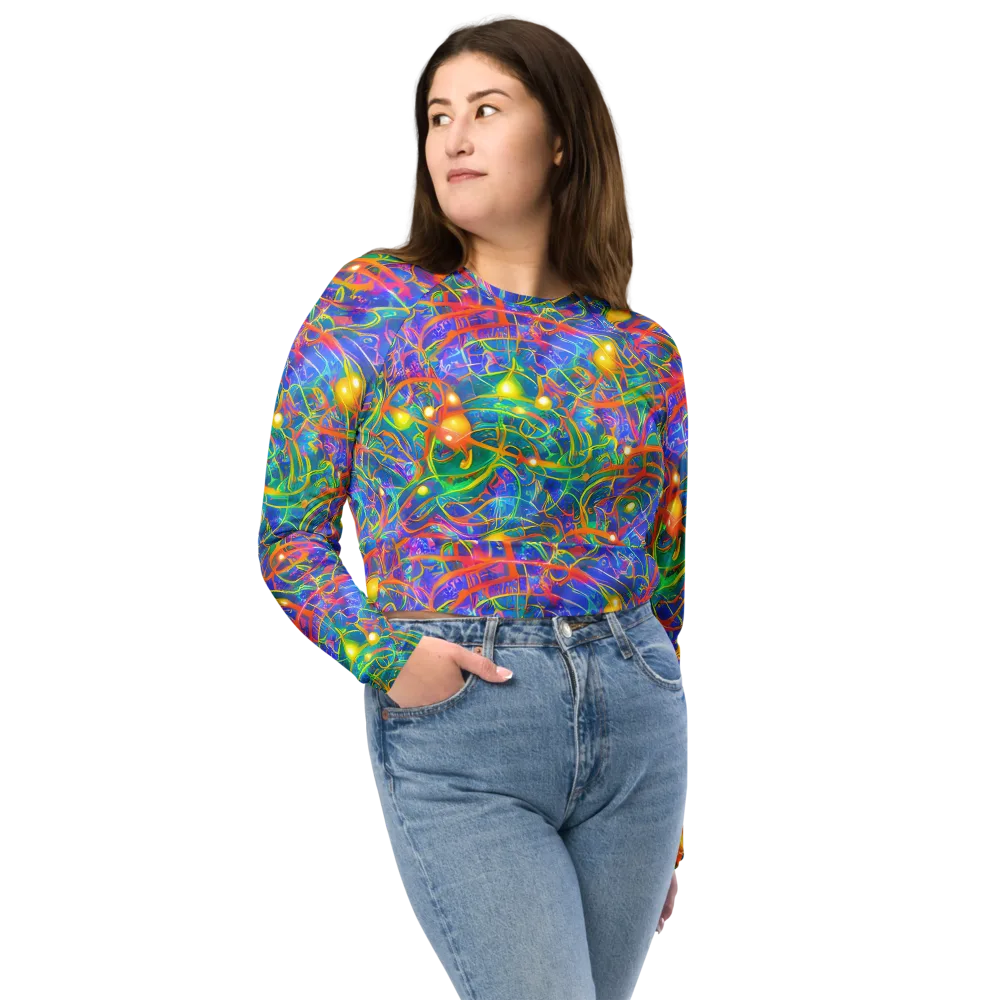 Psychedelic Vines on Long Sleeve Crop Top — Front