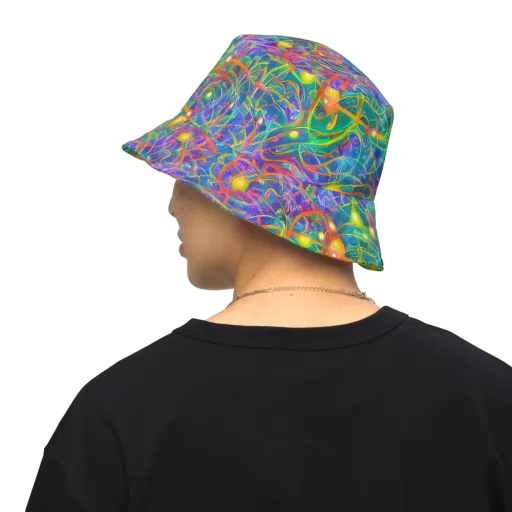 Psychedelic Vines on a Reversible Bucket Hat
