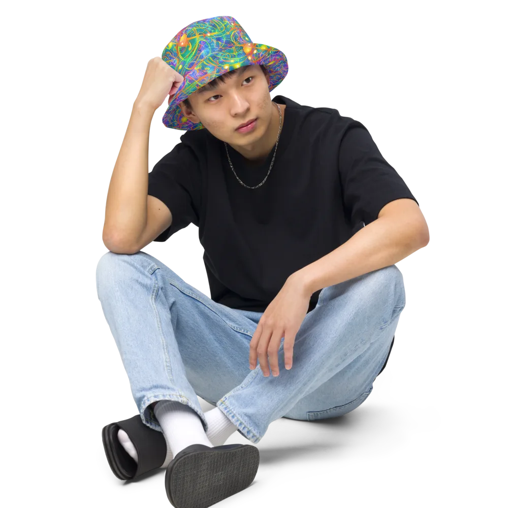 Psychedelic Vines on Reversible Bucket Hat — Front 2 Inside
