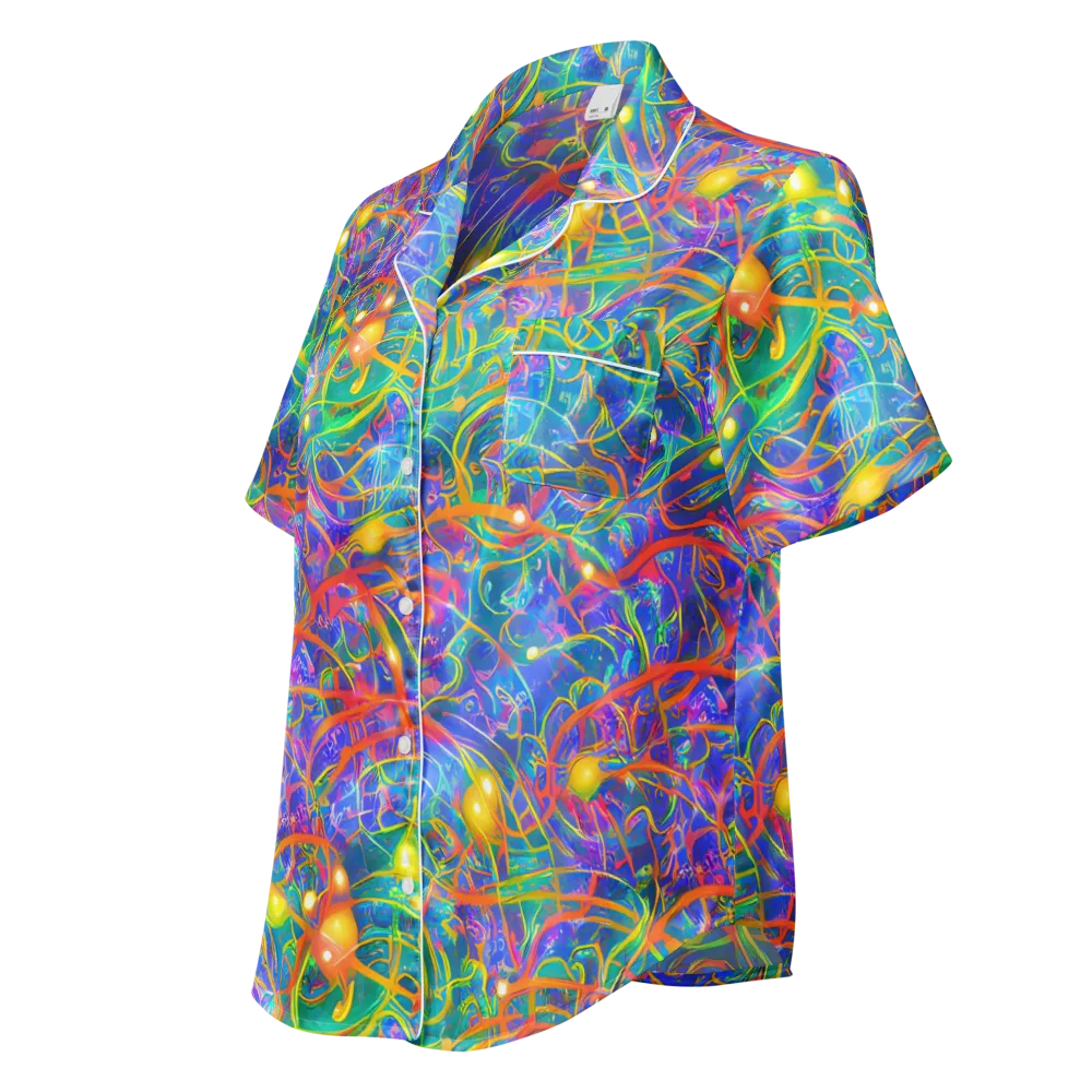 Psychedelic Vines on Women's Short Sleeve Pajama Top — Left Front
