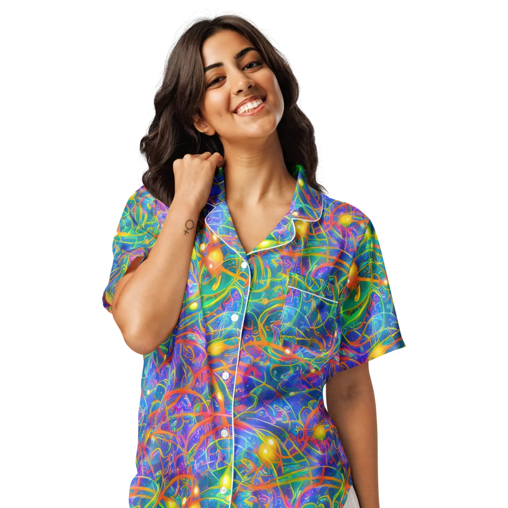Psychedelic Vines on Women's Short Sleeve Pajama Top — Front