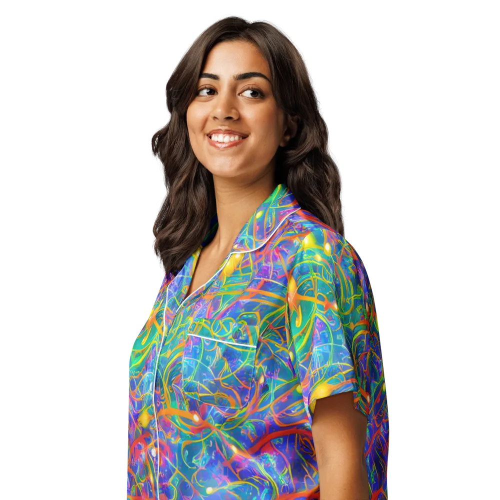 Psychedelic Vines on Women's Short Sleeve Pajama Top — Left Front