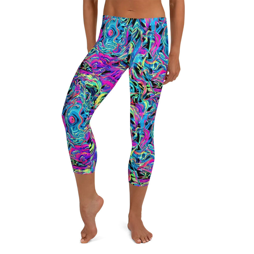 Cyberfluid on Capri Leggings — Front